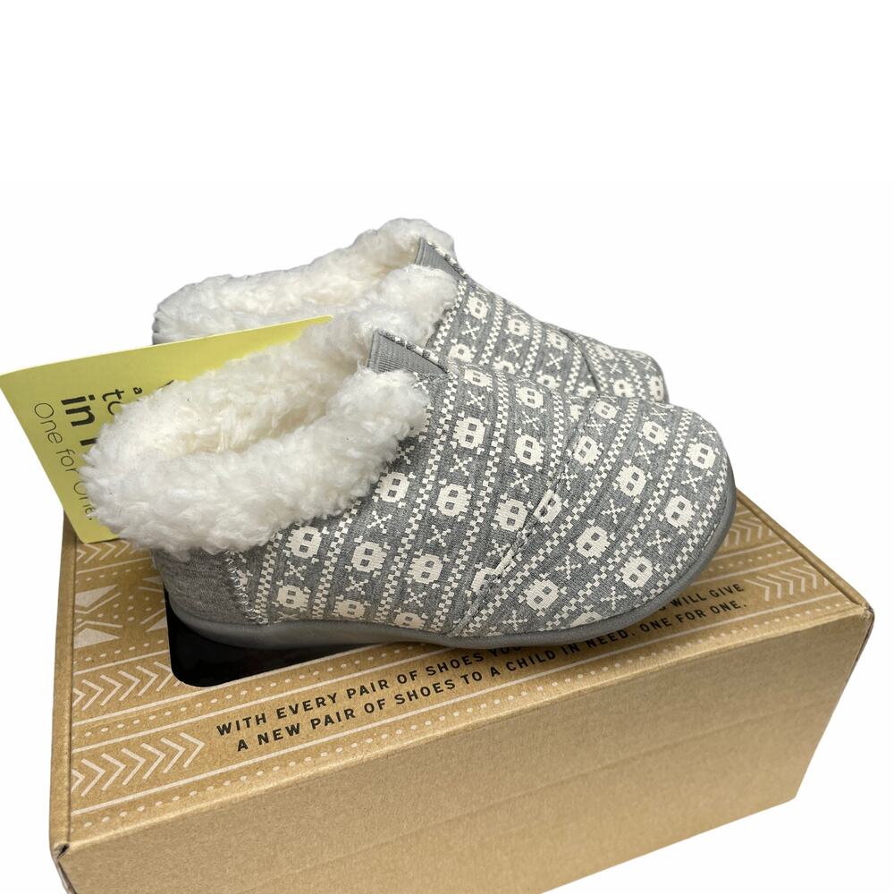 Toms  Toddle Slippers  Grey Jersy Skulls Tiny 7